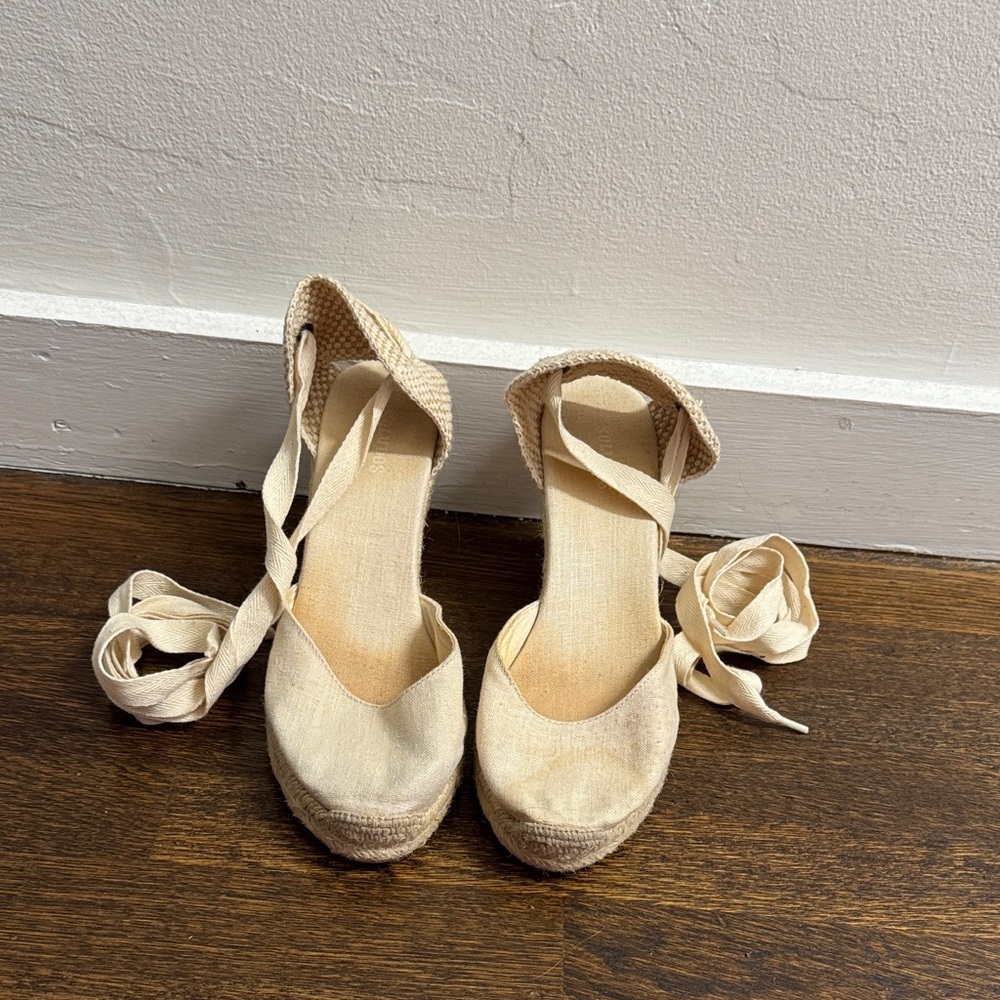 Soludos Cream Espadrille Wedges